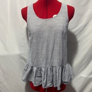 beachlunchlounge Navy and White Ruffle Blouse XS185